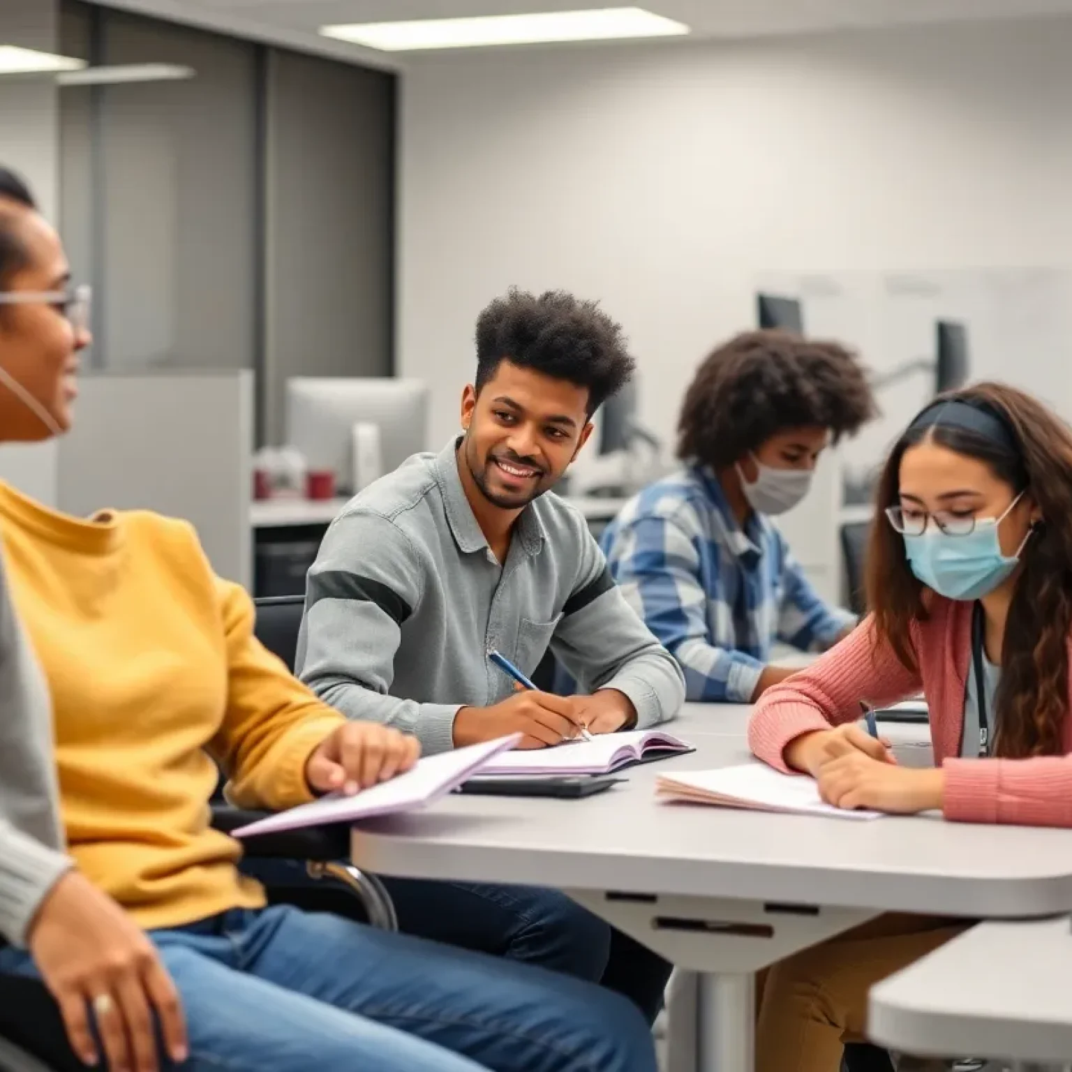 Students engaged in testing within an accessible facility