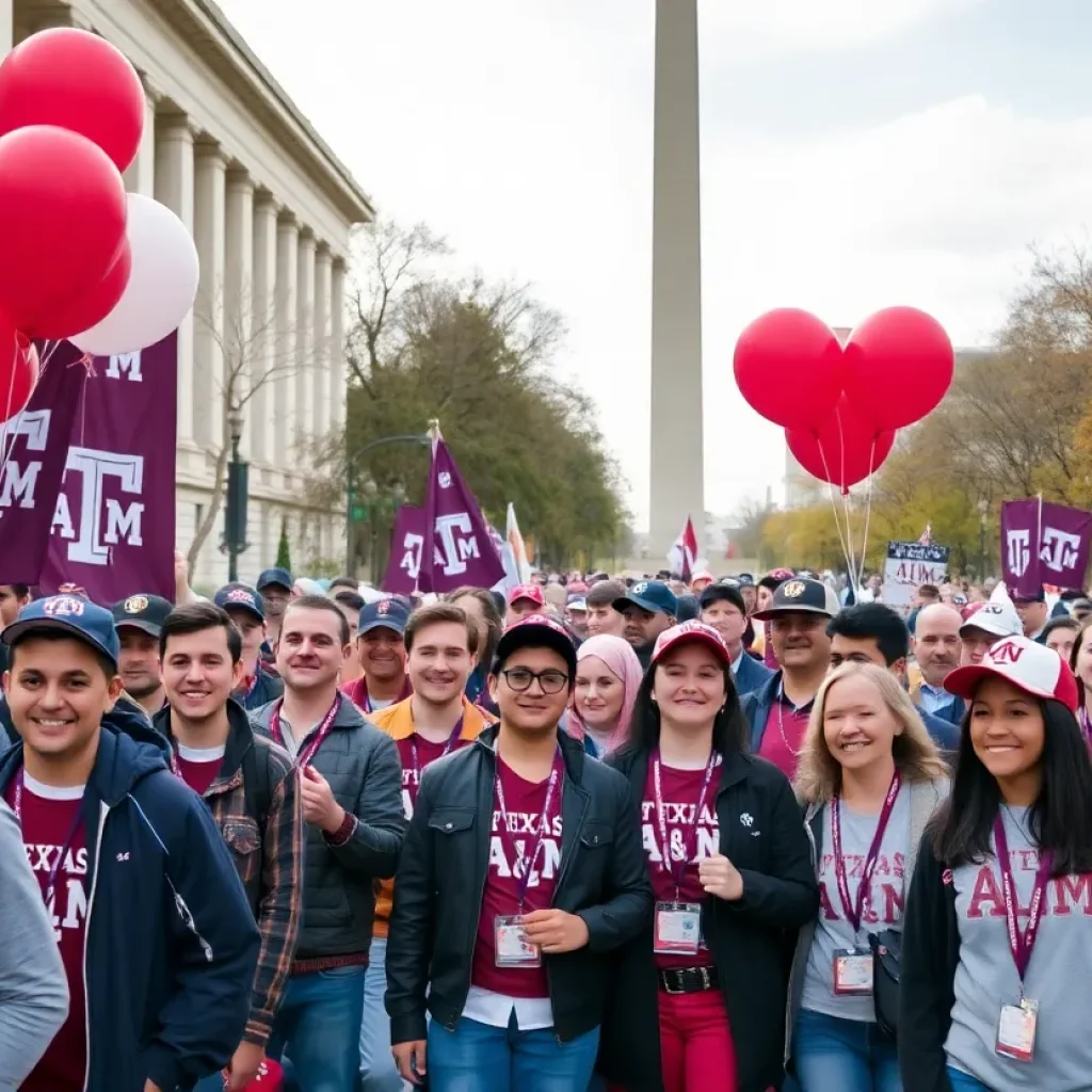 Texas A&M alumni gathering during the Muster ceremony in Washington D.C.