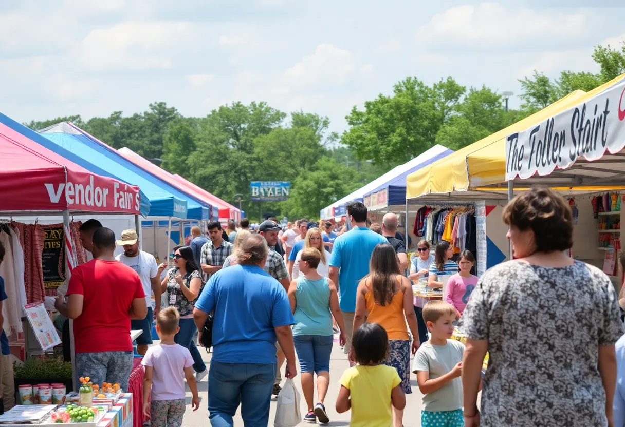 Crowd enjoying a local vendor fair in Bryan-College Station