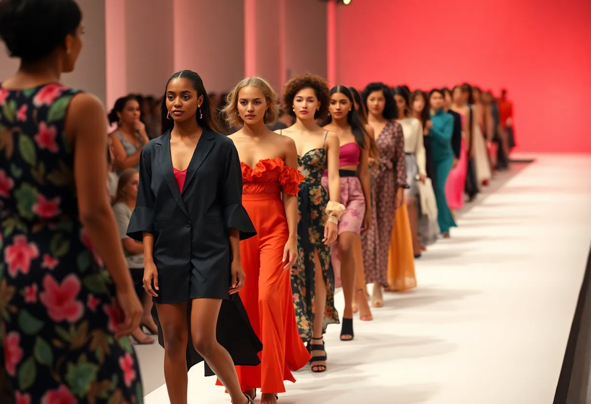 Models showcasing diverse outfits at the Bryan Fashion Show for sexual assault awareness