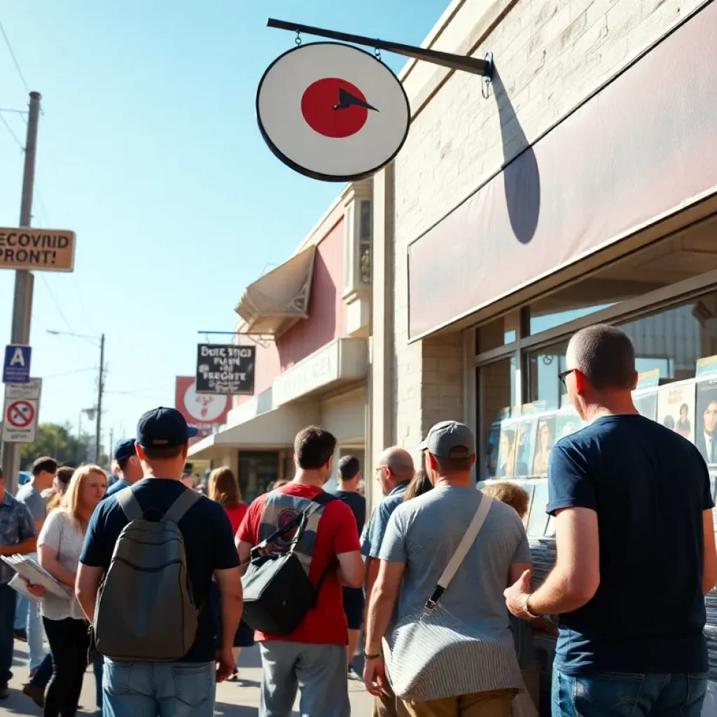 Vinyl enthusiasts lined up outside a record store for Record Store Day.