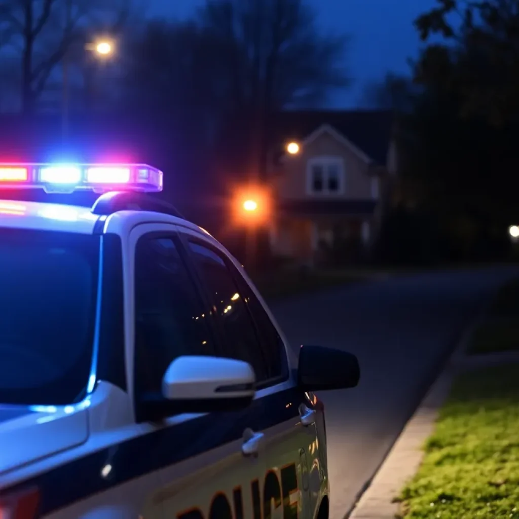 Police vehicle during a search operation in a neighborhood