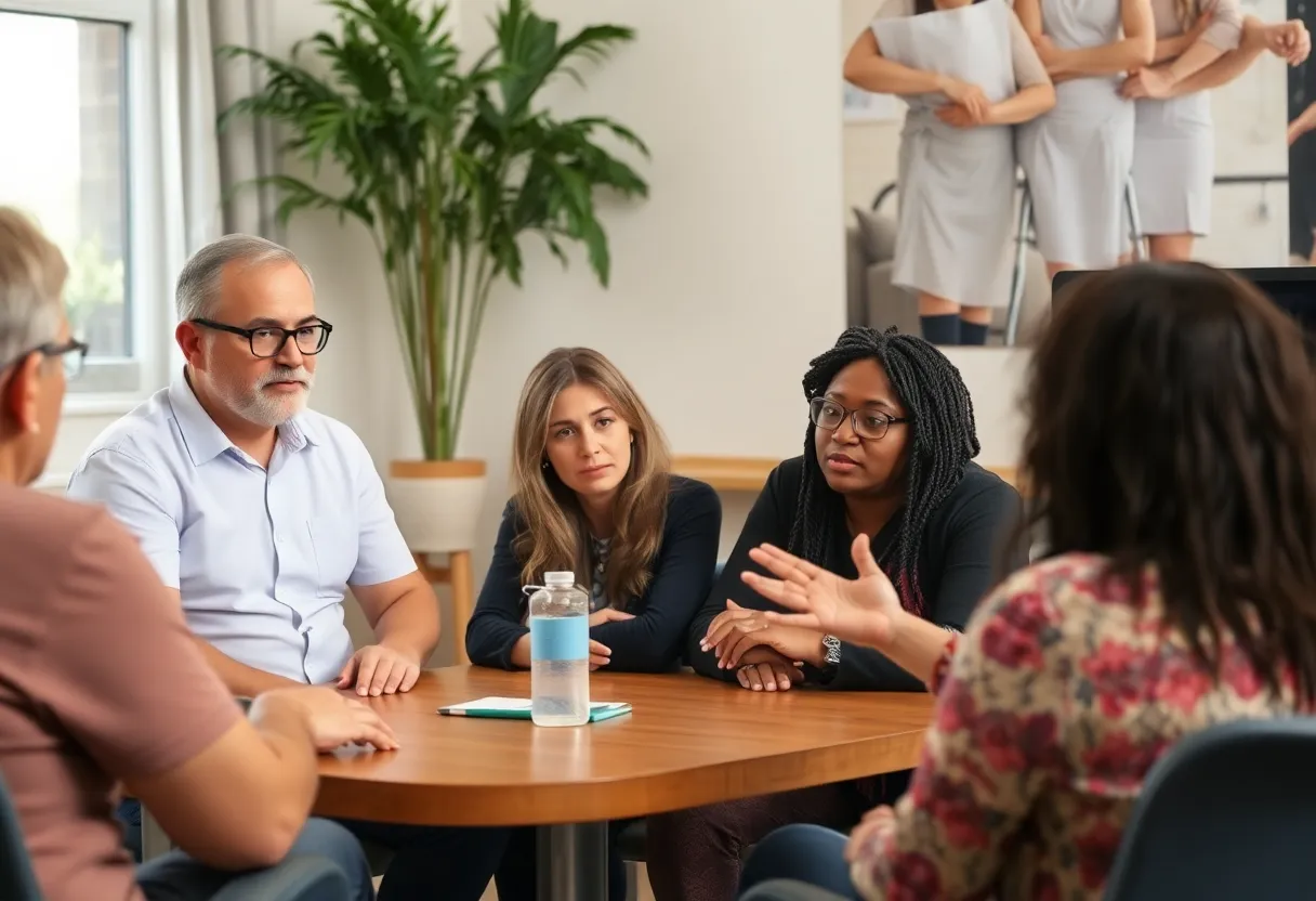 Community members gather to discuss family safety and awareness about domestic violence.