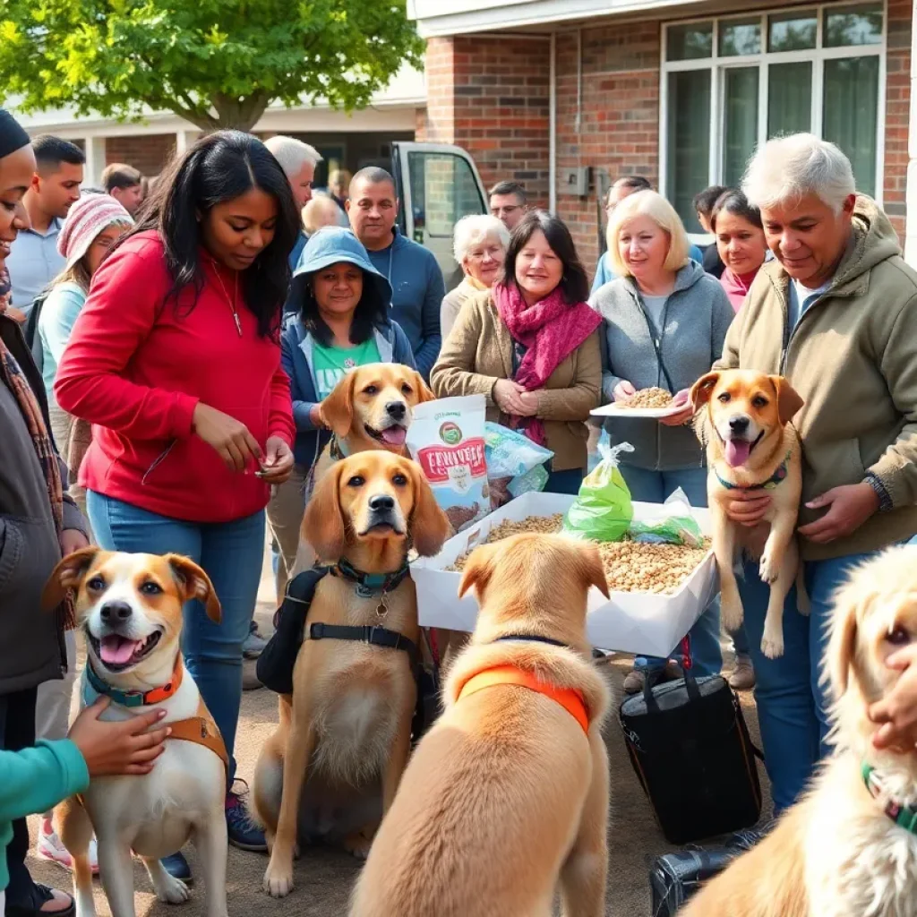 Families and pets contributing to the Community Pet Pantry in Bryan