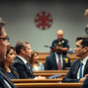 Courtroom scene related to legal cases in College Station