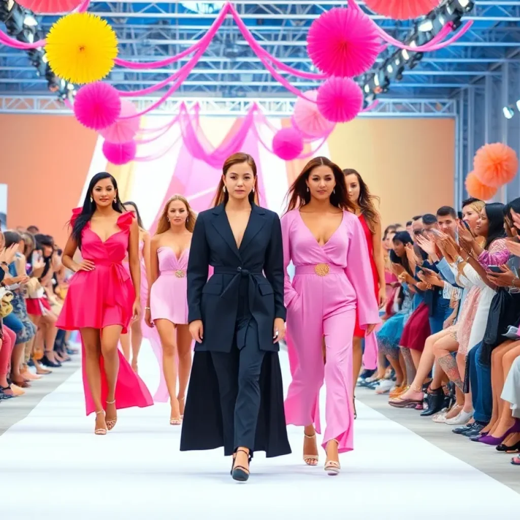 Models showcasing pink outfits at the Pink Fashion Show