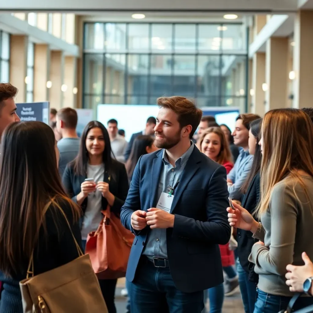 Students networking at Texas A&M entrepreneurship event