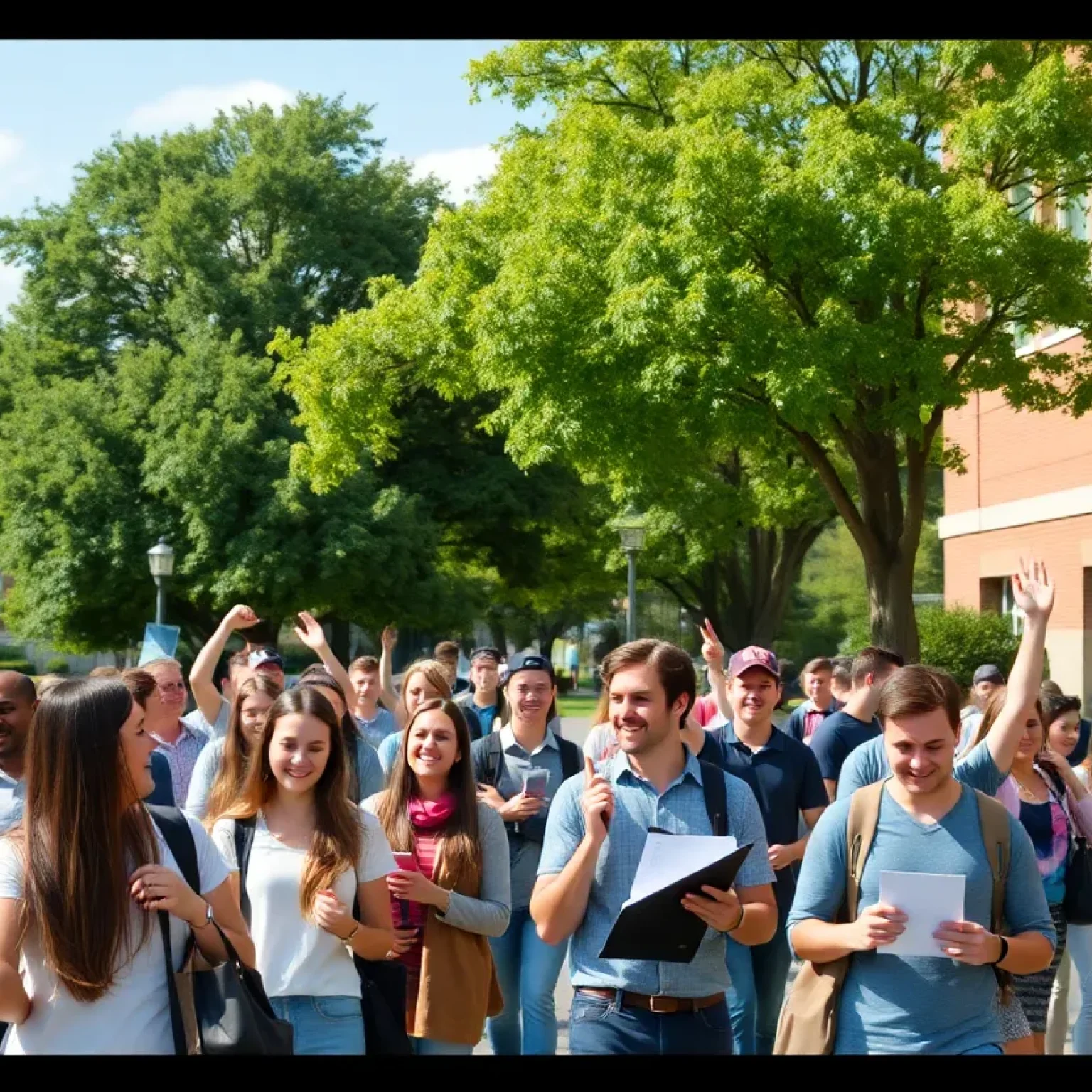 Students celebrating Texas A&M's graduate programs' success in national rankings.