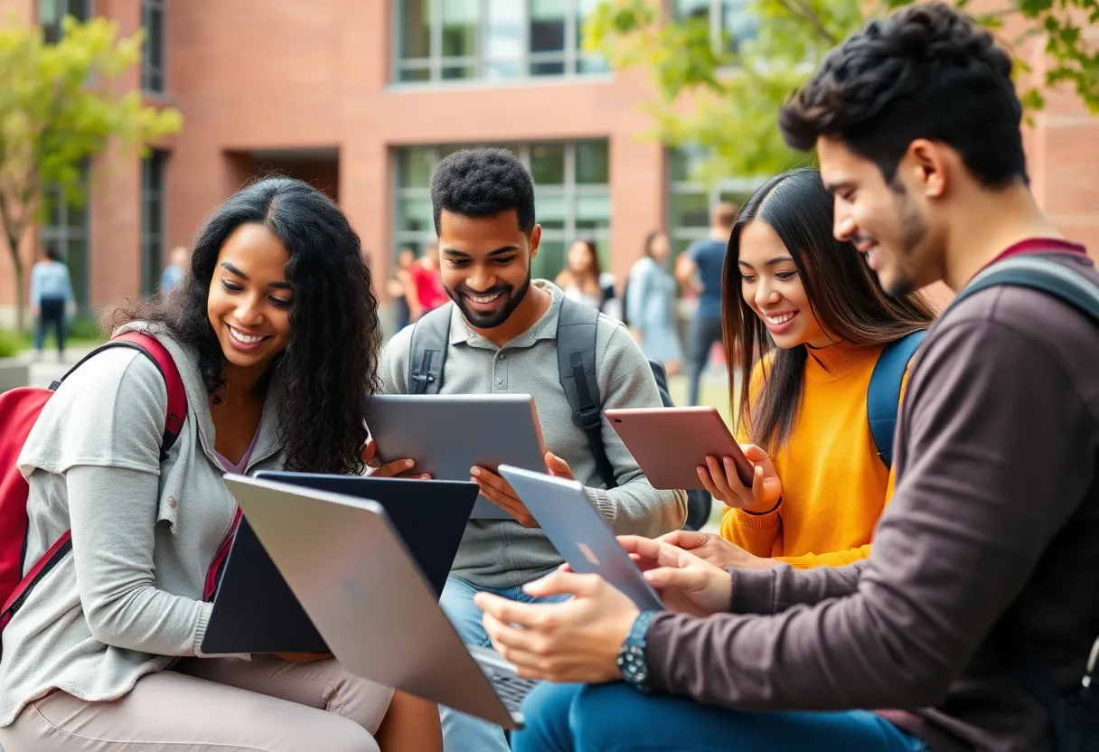 Students working together on innovative apps at Texas A&M University.