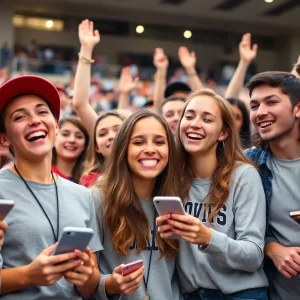 Group of Texas A&M students enjoying a sporting event