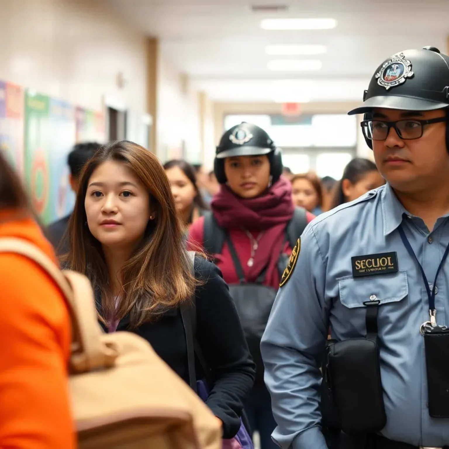 School security personnel monitoring the area